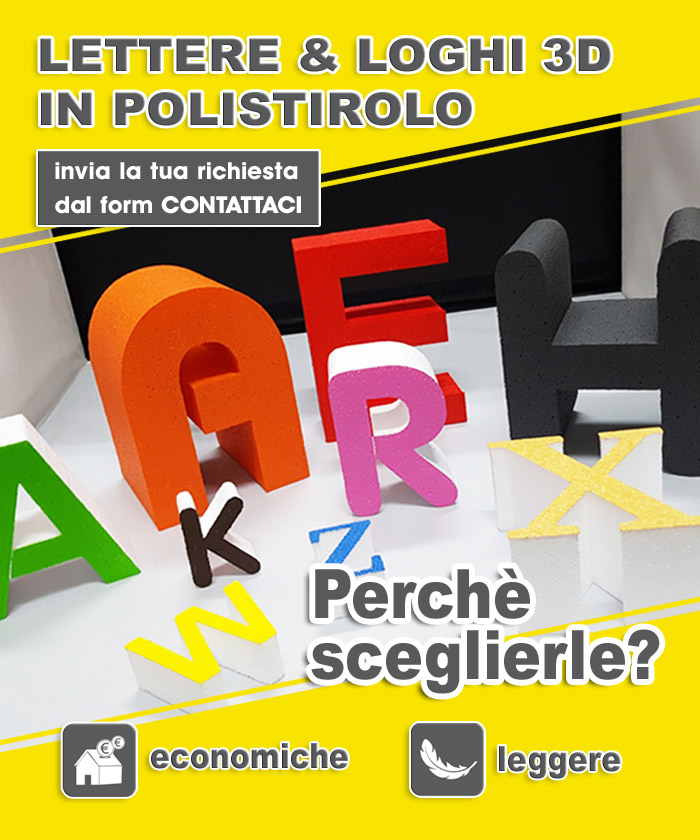 Lettere in polistirolo di qualsiasi dimensione e colore leggere e pratiche